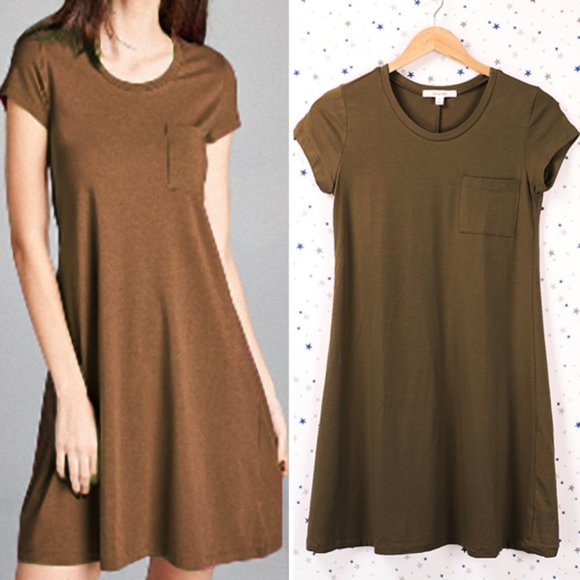 Dresses | Short Sleeve Tshirt Dress Army Olive | Poshmark